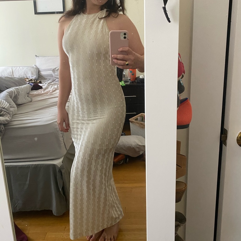 Cream, backless, velvet maxi dress UO SizeXS NWT